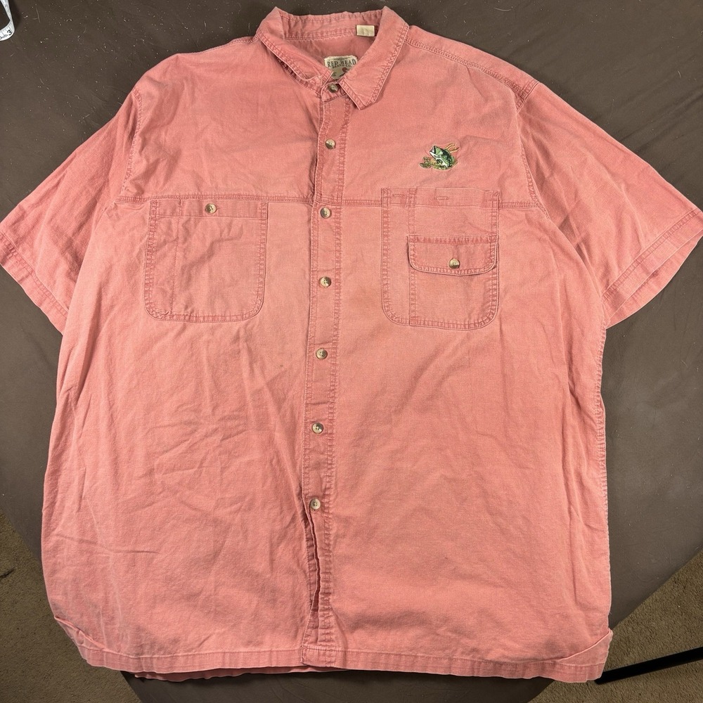 RedHead Outdoor Fishing Shirt Mens 3XL Utility Button Up Fish Logo